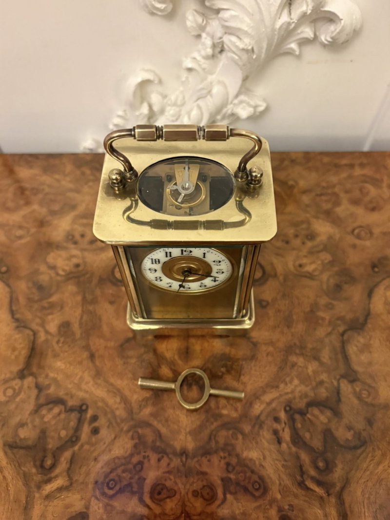 Antique Victorian Miniature French Brass Carriage Clock - Image 3